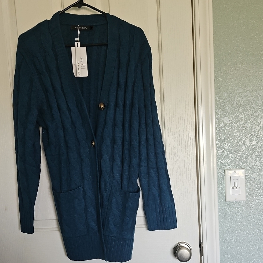 Women's Teal Cardigan Sweater